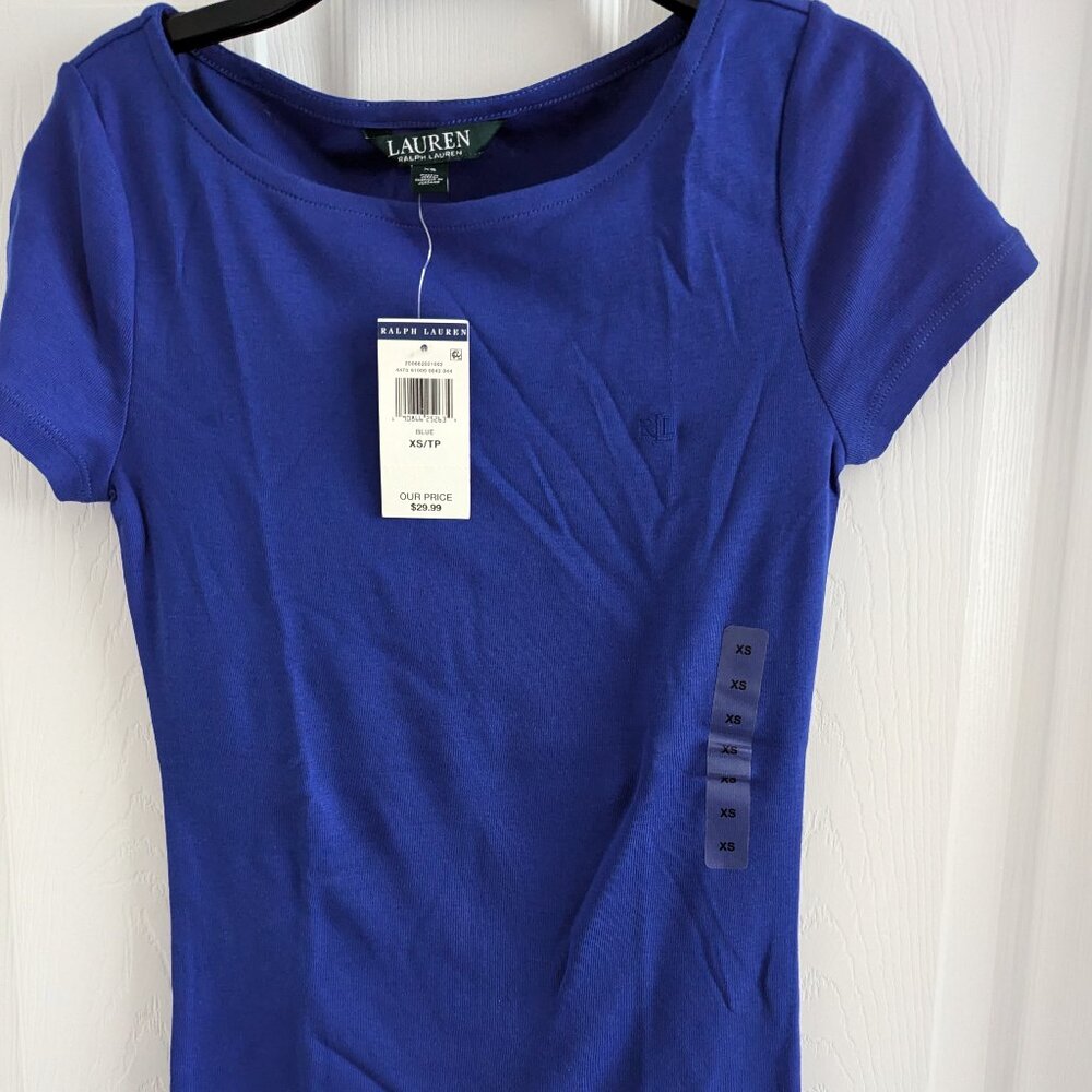 NWT Ralph Lauren Royal Blue Logo Short Sleeve Cotton Crew Neck Tee T-Shirt Sz XS